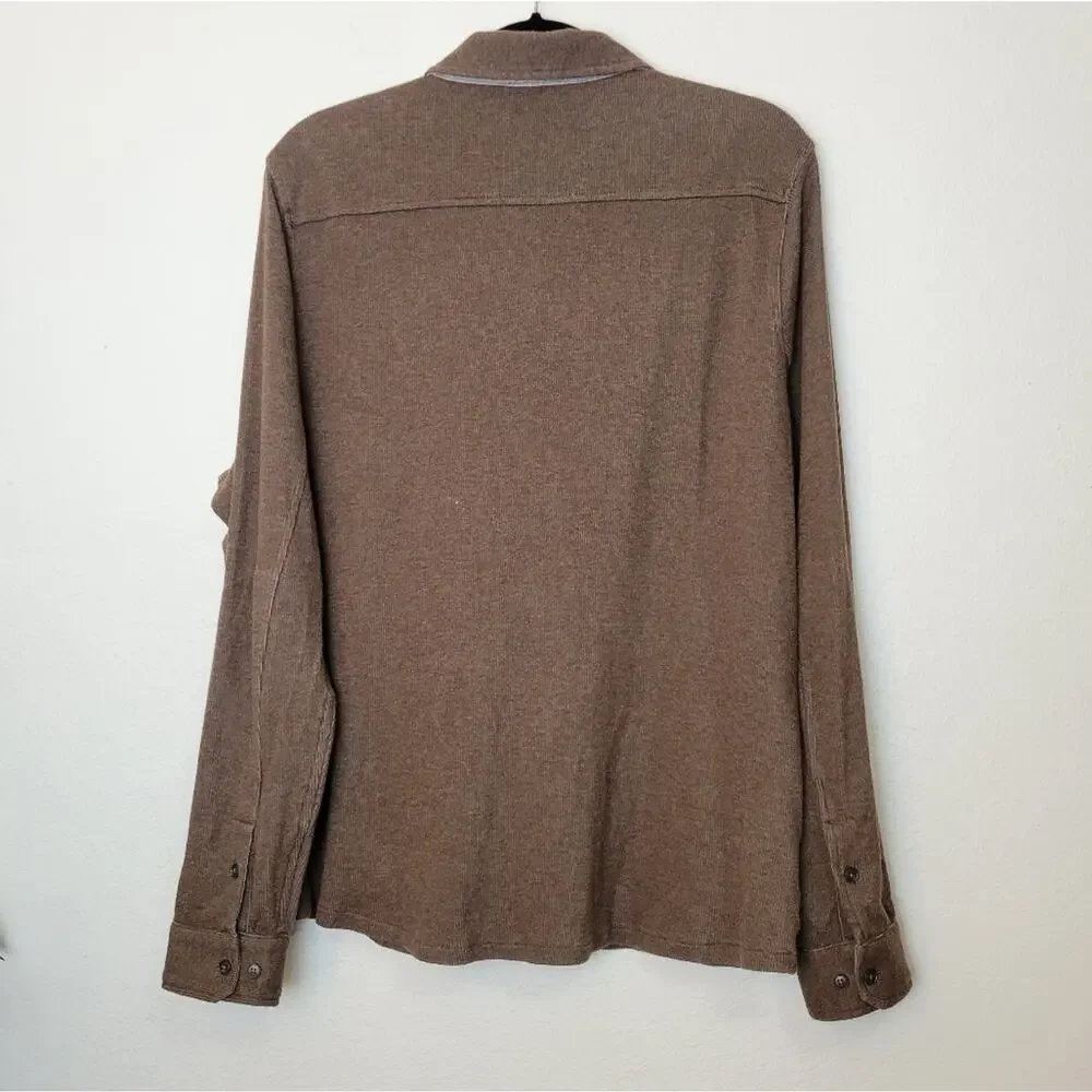CARBON 2 COBALT Men's Brown Stretch Corduroy Midweight Button Down Shirt Sz M